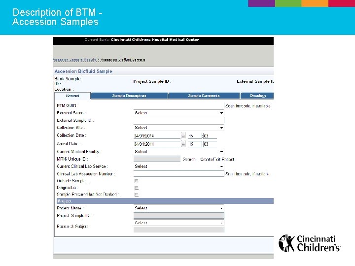 Description of BTM Accession Samples 