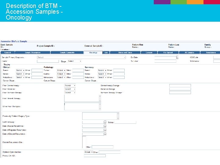 Description of BTM Accession Samples Oncology 