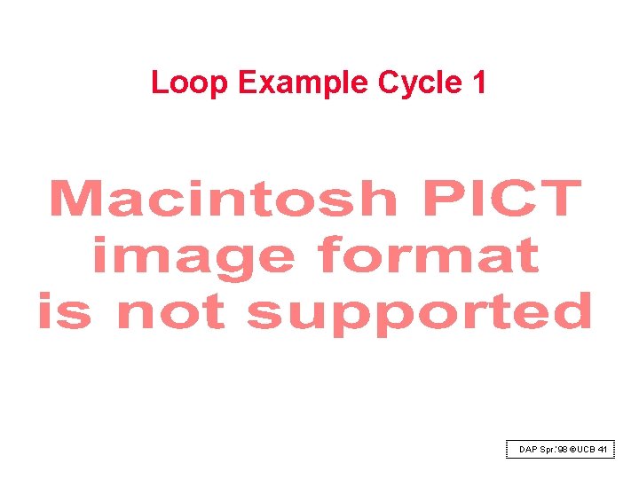 Loop Example Cycle 1 DAP Spr. ‘ 98 ©UCB 41 