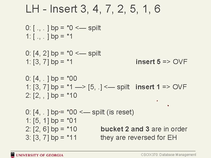 LH - Insert 3, 4, 7, 2, 5, 1, 6 0: [. , .
