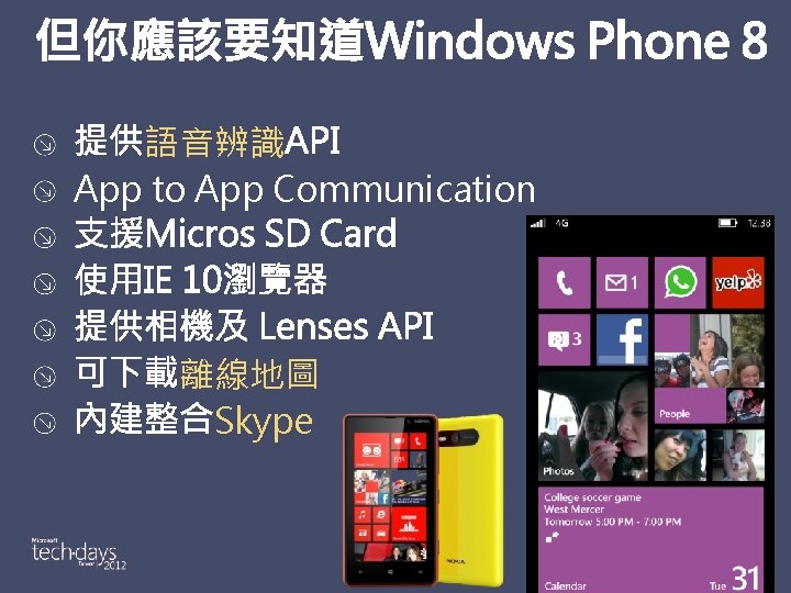 語音辨識 App to App Communication 離線地圖 Skype 