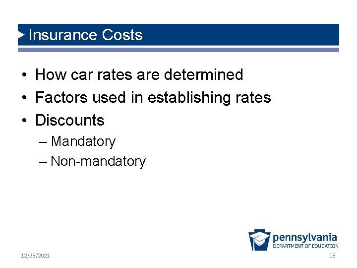 Insurance Costs • How car rates are determined • Factors used in establishing rates