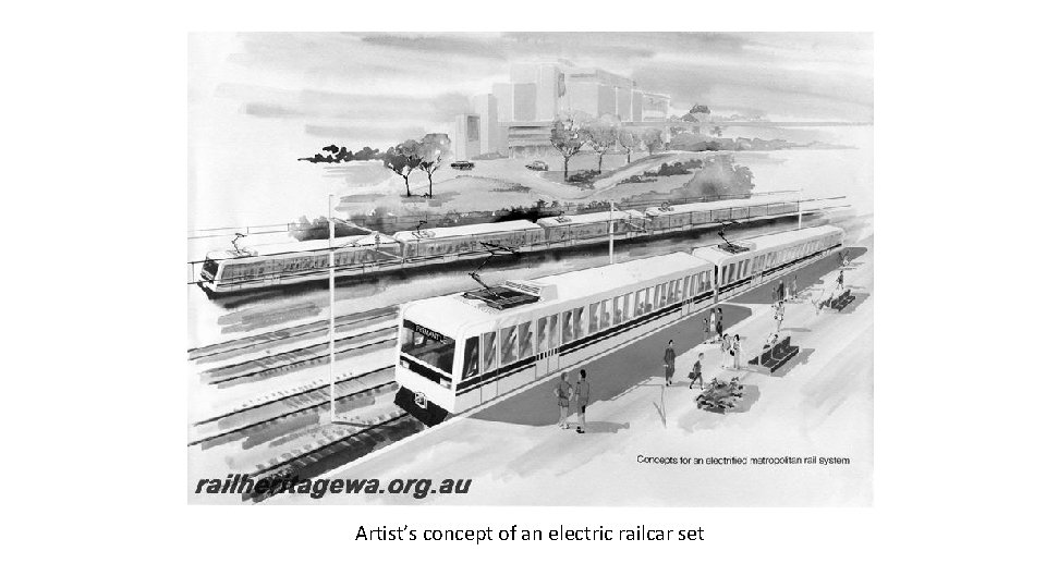 Artist’s concept of an electric railcar set 