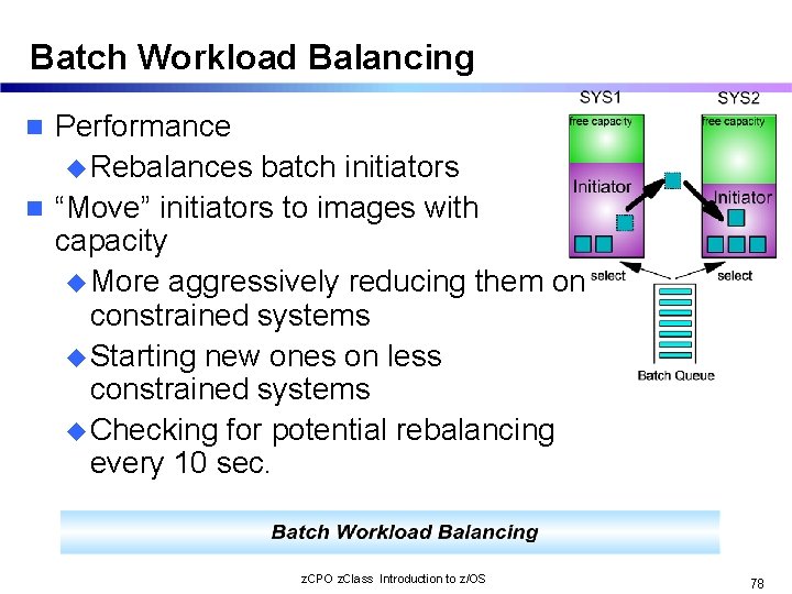 Batch Workload Balancing Performance u Rebalances batch initiators n “Move” initiators to images with