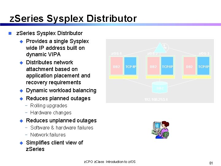 z. Series Sysplex Distributor n z. Series Sysplex Distributor u Provides a single Sysplex