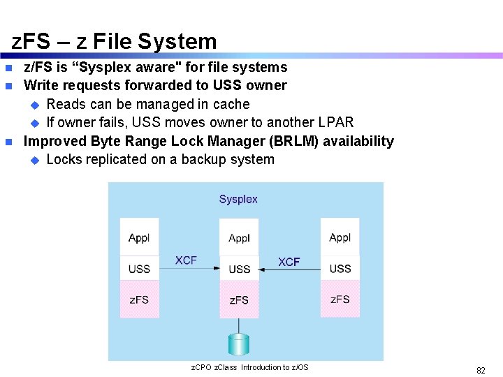 z. FS – z File System z/FS is “Sysplex aware" for file systems n