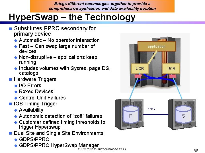 Brings different technologies together to provide a comprehensive application and data availability solution Hyper.