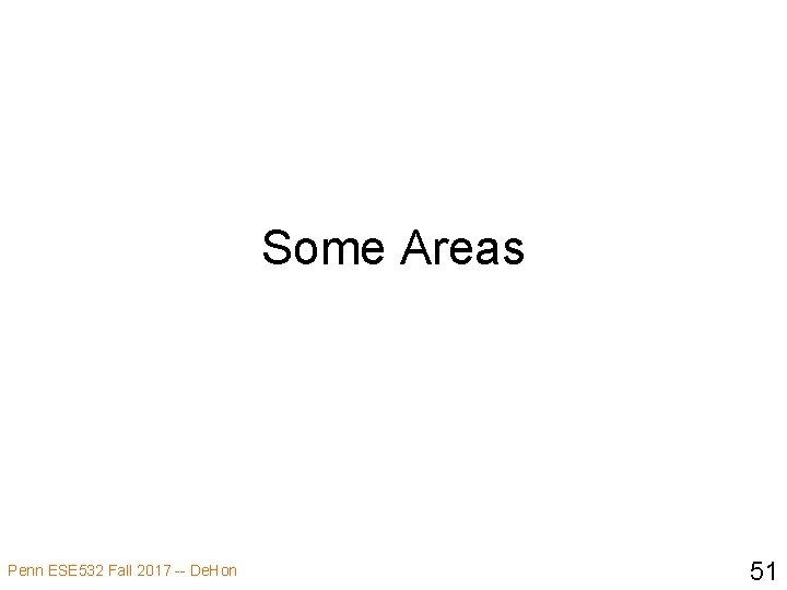 Some Areas Penn ESE 532 Fall 2017 -- De. Hon 51 