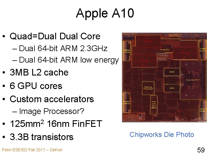 Apple A 10 • Quad=Dual Core – Dual 64 -bit ARM 2. 3 GHz