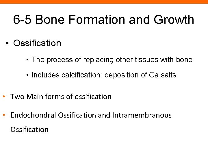 6 -5 Bone Formation and Growth • Ossification • The process of replacing other