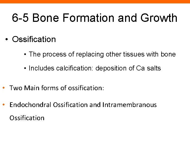 6 -5 Bone Formation and Growth • Ossification • The process of replacing other