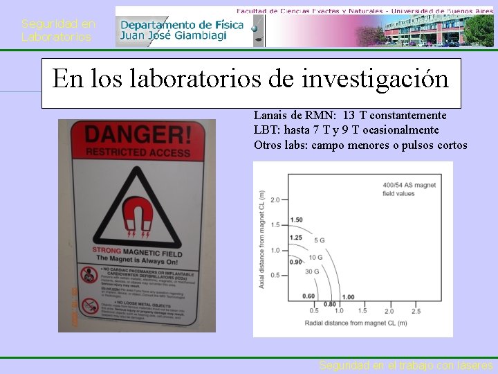 Seguridad en Laboratorios En los laboratorios de investigación Lanais de RMN: 13 T constantemente