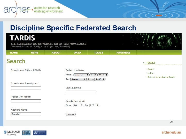 Discipline Specific Federated Search 26 