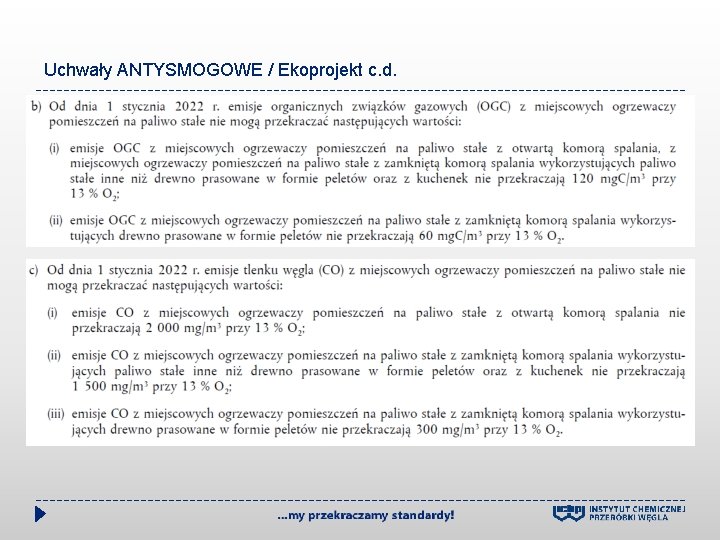 Uchwały ANTYSMOGOWE / Ekoprojekt c. d. 