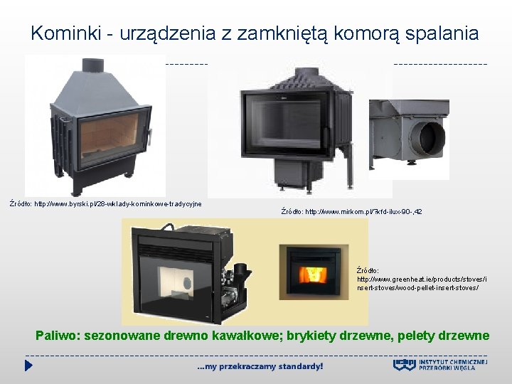 Kominki - urządzenia z zamkniętą komorą spalania Źródło: http: //www. byrski. pl/28 -wklady-kominkowe-tradycyjne Źródło: