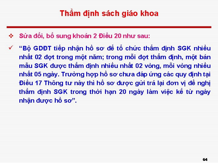 Thẩm định sách giáo khoa v Sửa đổi, bổ sung khoản 2 Điều 20