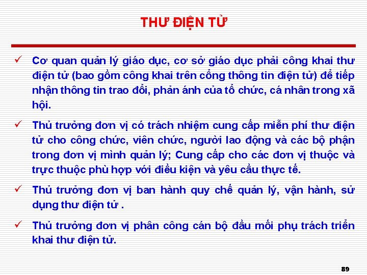 THƯ ĐIỆN TỬ ü Cơ quan quản lý giáo dục, cơ sở giáo dục