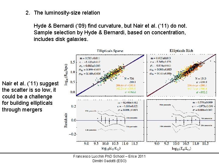 2. The luminosity-size relation Hyde & Bernardi (‘ 09) find curvature, but Nair et