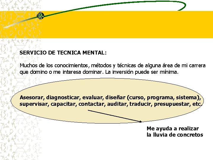 SERVICIO DE TECNICA MENTAL: Muchos de los conocimientos, métodos y técnicas de alguna área