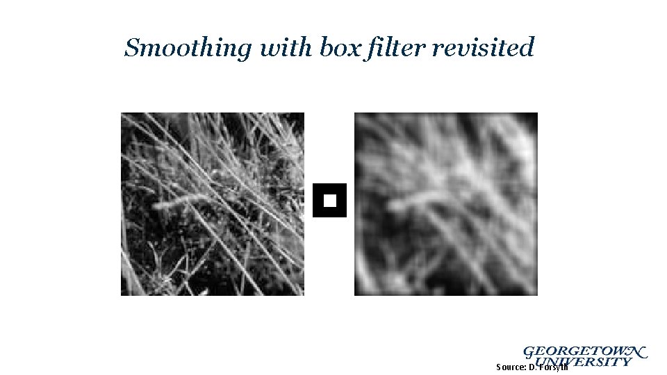 Smoothing with box filter revisited Source: D. Forsyth 