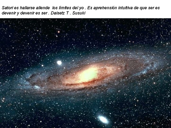 Satori es hallarse allende los límites del yo. Es aprehensión intuitiva de que ser