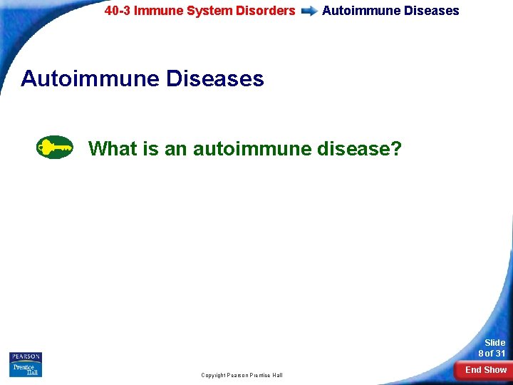 40 -3 Immune System Disorders Autoimmune Diseases What is an autoimmune disease? Slide 8