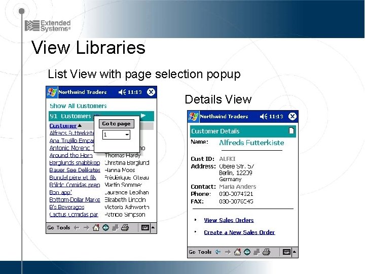 View Libraries List View with page selection popup Details View 
