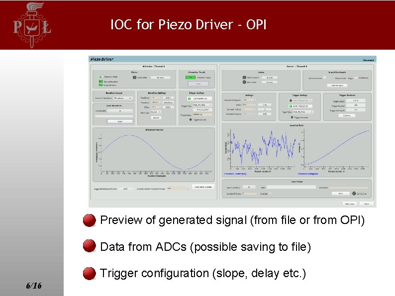 IOC for Piezo Driver - OPI Preview of generated signal (from file or from