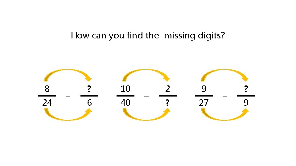 How can you find the missing digits? 8 24 = ? 10 6 40