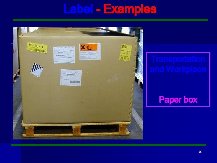 Label - Examples Transportation and Workplace Paper box 55 