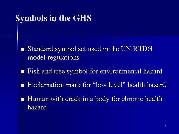 Symbols in the GHS Standard symbol set used in the UN RTDG model regulations