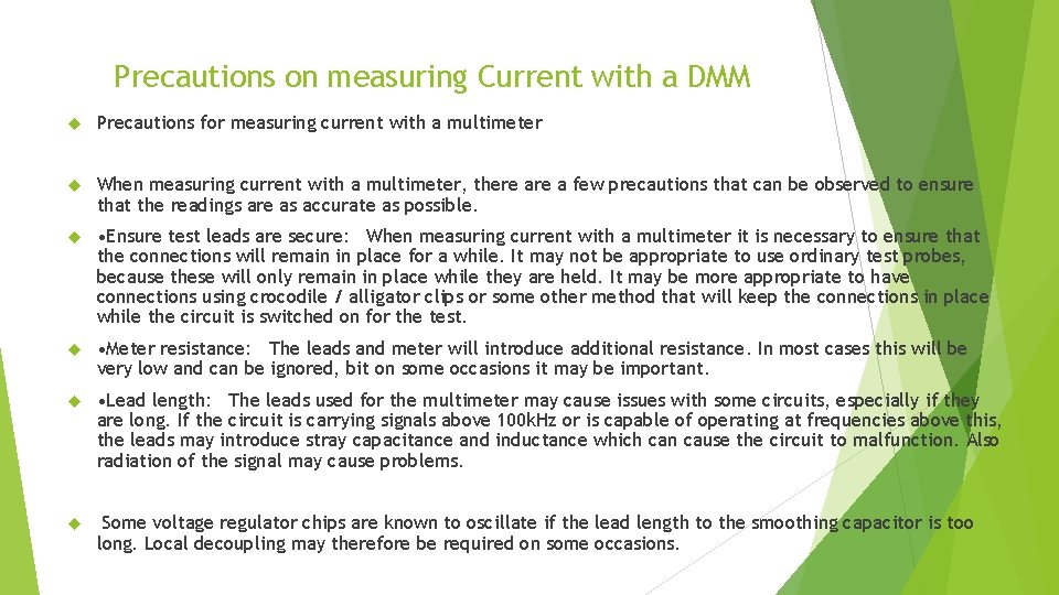 Precautions on measuring Current with a DMM Precautions for measuring current with a multimeter