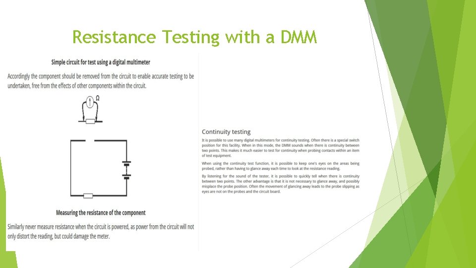 Resistance Testing with a DMM 