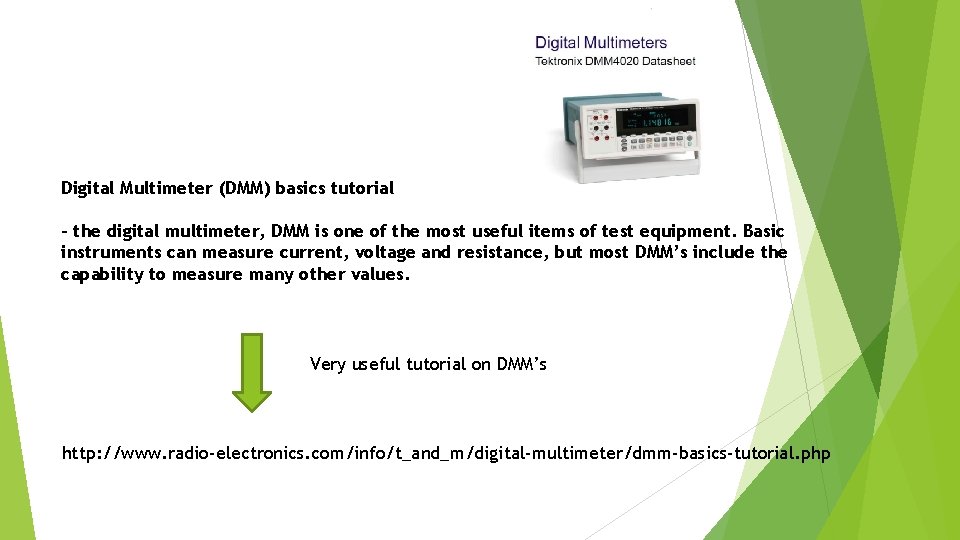 Digital Multimeter (DMM) basics tutorial - the digital multimeter, DMM is one of the