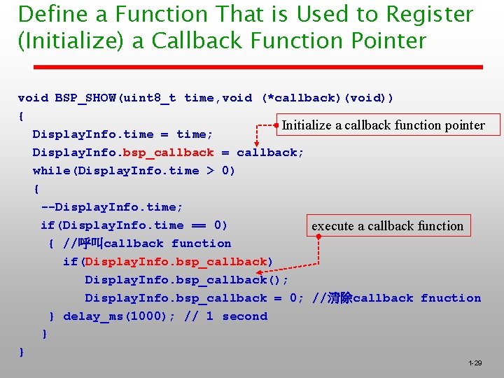 Define a Function That is Used to Register (Initialize) a Callback Function Pointer void