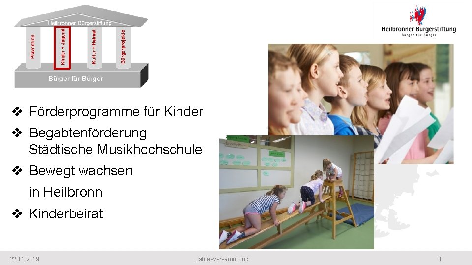 Heilbronner Bürgerstiftung v Förderprogramme für Kinder v Begabtenförderung Städtische Musikhochschule v Bewegt wachsen in