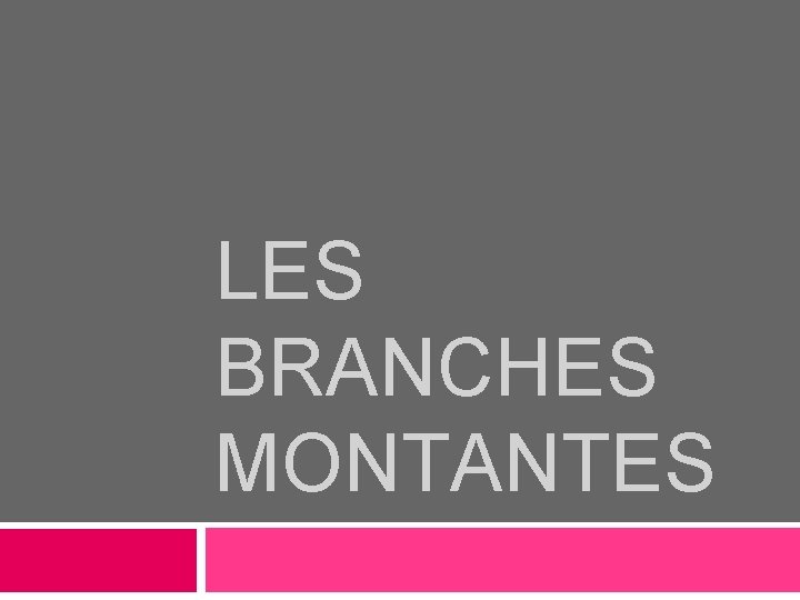 LES BRANCHES MONTANTES LES BRANCHES MONTANTES