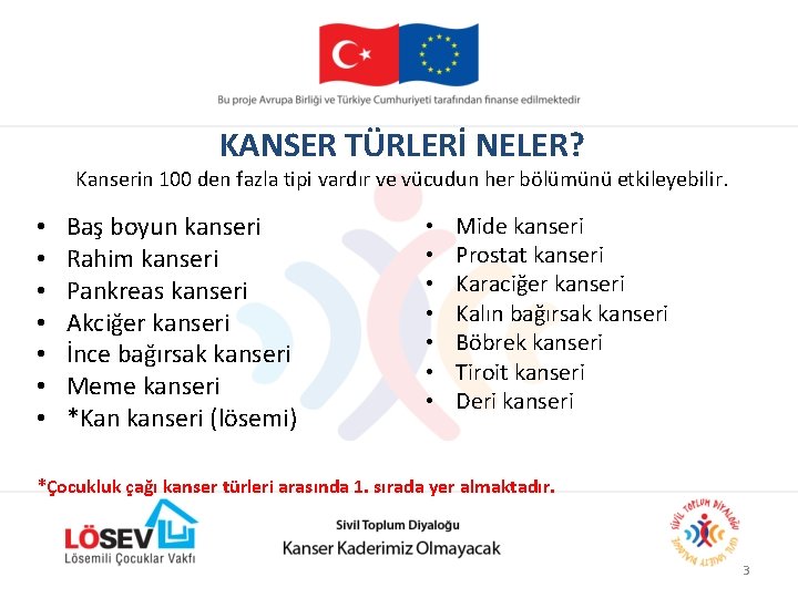 KANSER TÜRLERİ NELER? Kanserin 100 den fazla tipi vardır ve vücudun her bölümünü etkileyebilir.