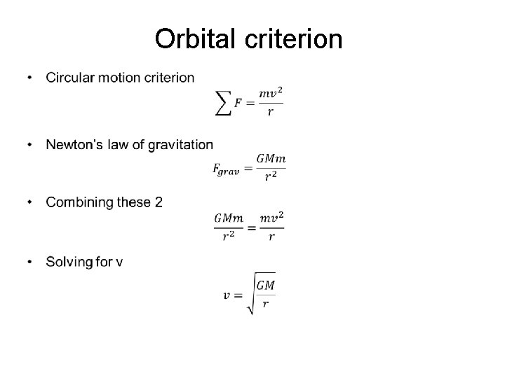 Orbital criterion • 