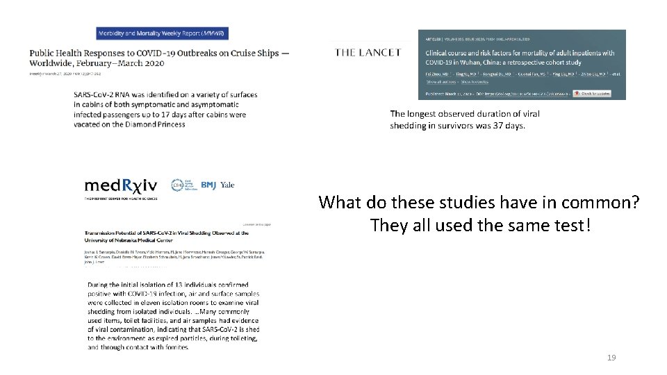 What do these studies have in common? They all used the same test! 19