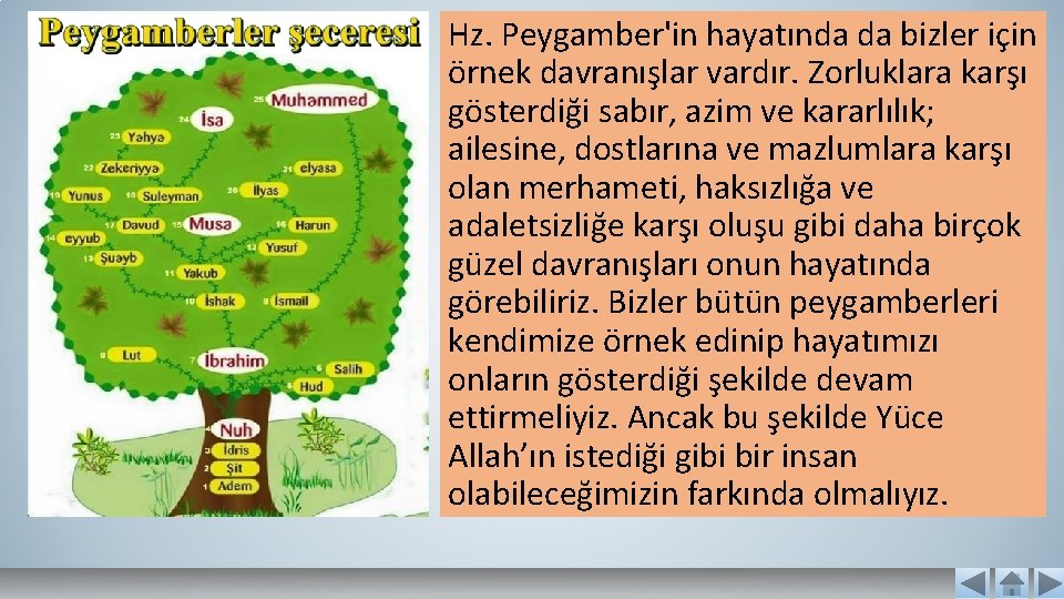 Hz. Peygamber'in hayatında da bizler için örnek davranışlar vardır. Zorluklara karşı gösterdiği sabır, azim