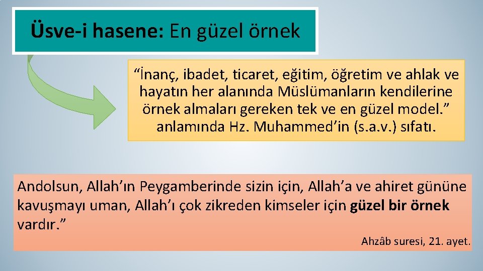 Üsve-i hasene: En güzel örnek “İnanç, ibadet, ticaret, eğitim, öğretim ve ahlak ve hayatın