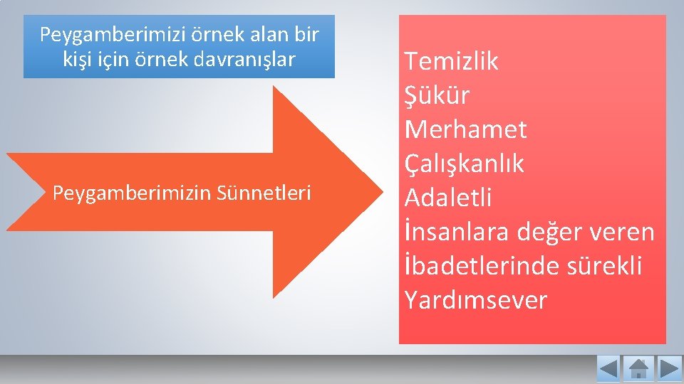 Peygamberimizi örnek alan bir kişi için örnek davranışlar Peygamberimizin Sünnetleri Temizlik Şükür Merhamet Çalışkanlık