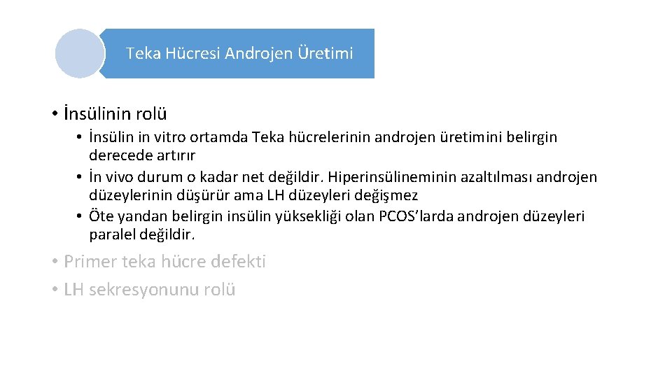 Teka Hücresi Androjen Üretimi • İnsülinin rolü • İnsülin in vitro ortamda Teka hücrelerinin