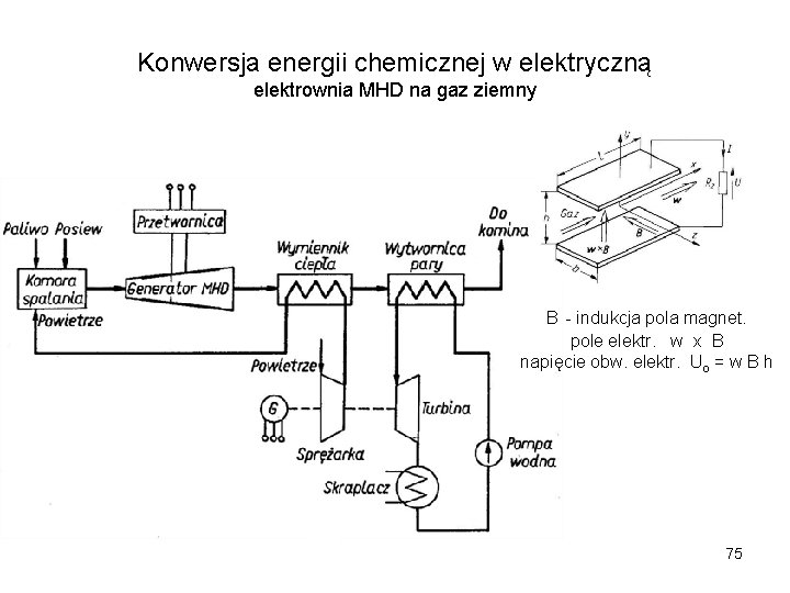 Konwersja energii chemicznej w elektryczną elektrownia MHD na gaz ziemny B - indukcja pola