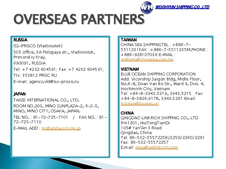 OVERSEAS PARTNERS RUSSIA ISS-PRISCO (Vladivostok) 505 office, 3 A Pologaya str. , Vladivostok, Primorskiy