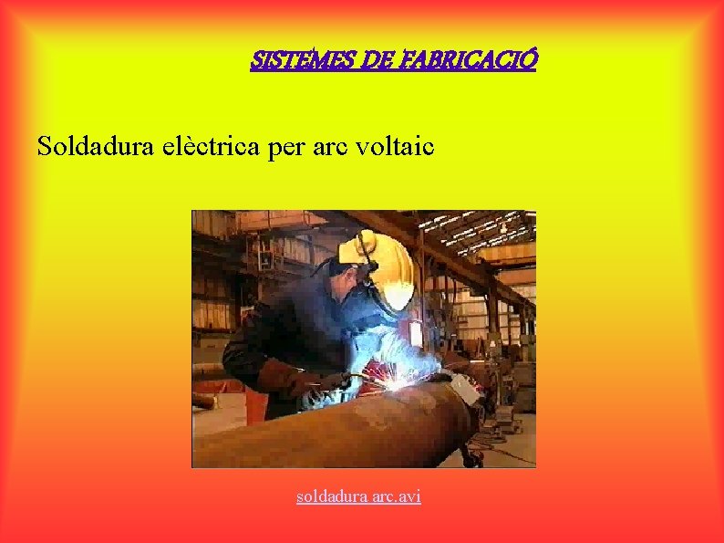 SISTEMES DE FABRICACIÓ Soldadura elèctrica per arc voltaic soldadura arc. avi 