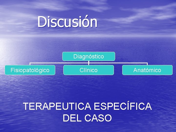 Discusión Diagnóstico Fisiopatológico Clínico Anatómico TERAPEUTICA ESPECÍFICA DEL CASO 