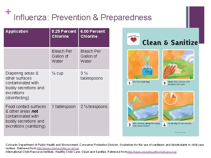 + Influenza: Prevention & Preparedness Application 5. 25 Percent Chlorine 6. 00 Percent Chlorine
