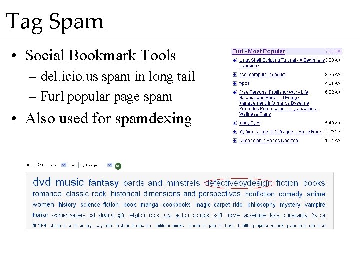Tag Spam • Social Bookmark Tools – del. icio. us spam in long tail